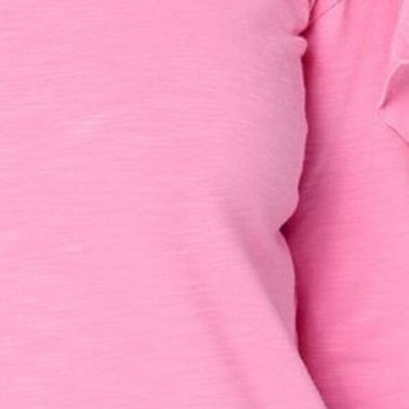 Maya J Women's Top Plus Sz 1X Slub Knit Femi Ruffle Sleeve Pink A677100 - Picture 2 of 4